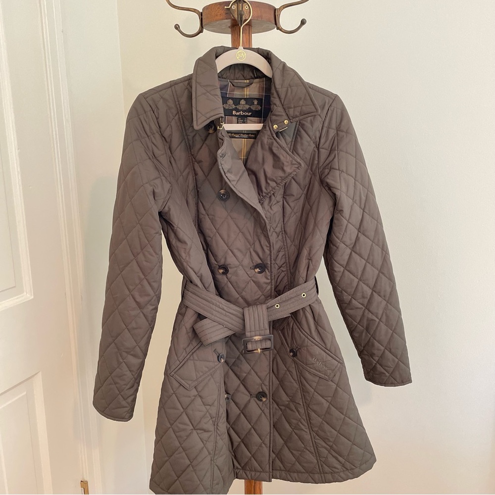 Barbour Riversdale quilted trench, green, 8
